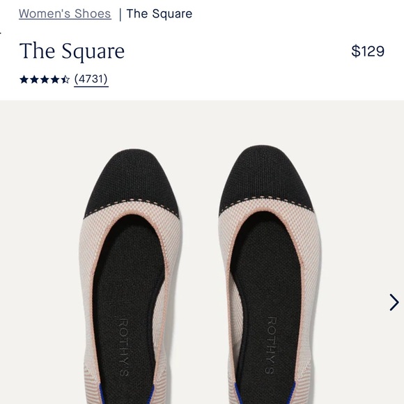 BNIB Rothy The Square shoe in tuxedo.